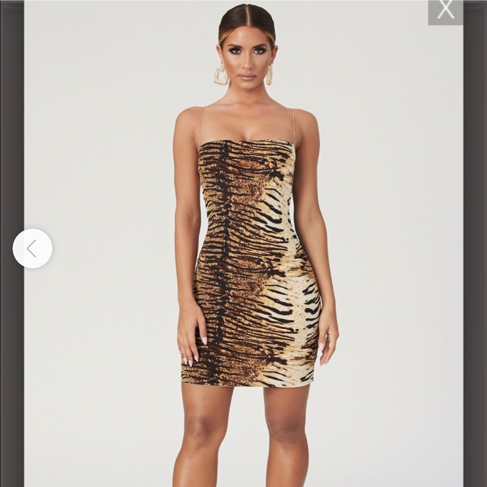 Mia Thin Strap Bodycon Mini Dress - Tiger